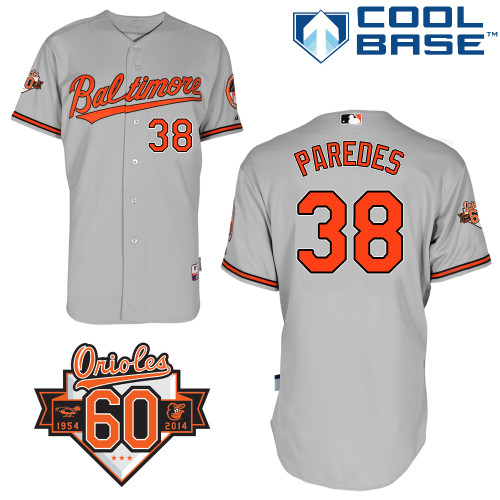 Jimmy Paredes #38 Youth Baseball Jersey-Baltimore Orioles Authentic Road Gray Cool Base MLB Jersey